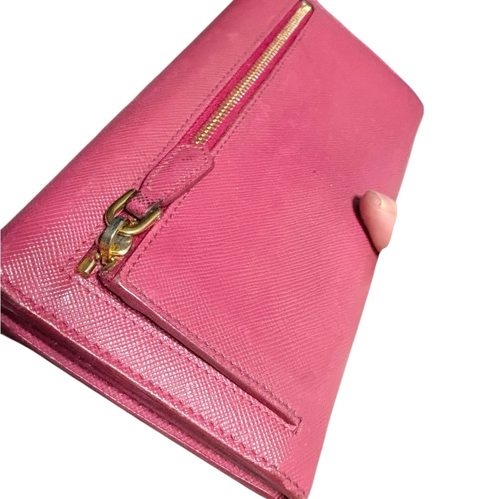 Prada Fuchsia Pink Leather Wallet color fade a bit as shown Vintage - Picture 5 of 8